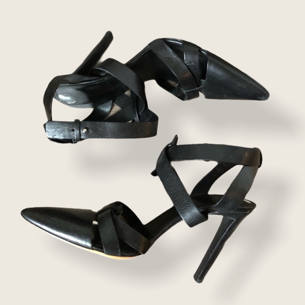 RARE!  Costume National Strappy Leather Pointed Toe 3” Heels